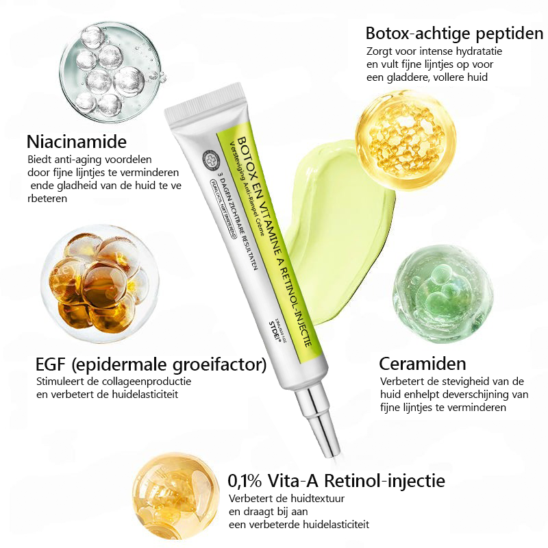 （Officiële winkel）💖STDEI® Botox & Vitamine-A-Retinol Shot Anti-Rimpel Verstevigingscrème - Nu 50% korting in de eindejaarsuitverkoop!🔥