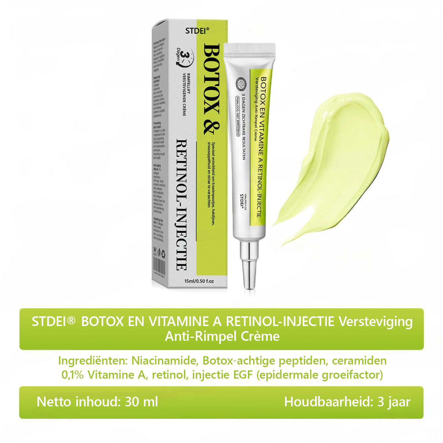 （Officiële winkel）💖STDEI® Botox & Vitamine-A-Retinol Shot Anti-Rimpel Verstevigingscrème - Nu 50% korting in de eindejaarsuitverkoop!🔥