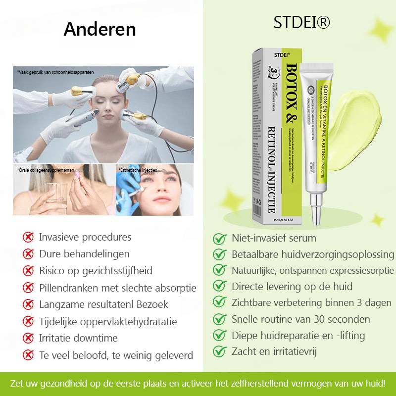 （Officiële winkel）💖STDEI® Botox & Vitamine-A-Retinol Shot Anti-Rimpel Verstevigingscrème - Nu 50% korting in de eindejaarsuitverkoop!🔥